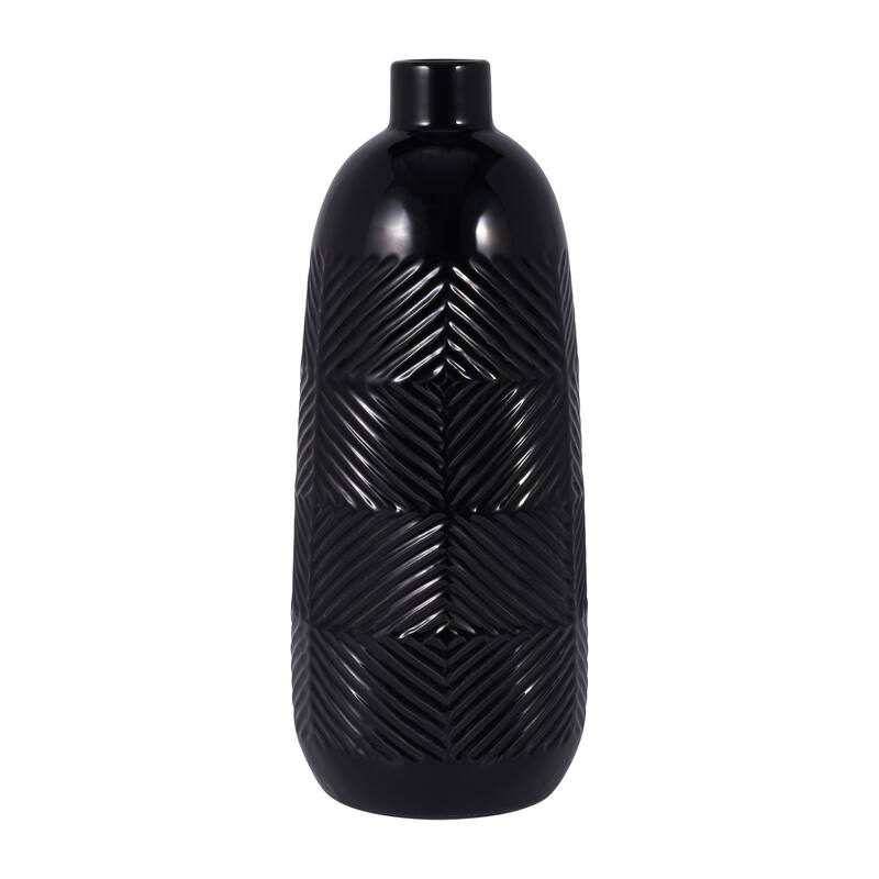 Sagebrook Home Ceramic Cylinder Textured Lines Vase