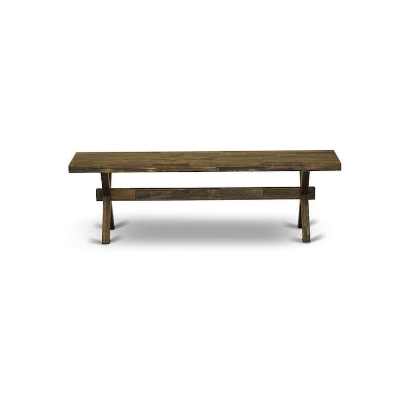 East West Furniture X-Style Modern Dining Bench with Wooden Seat, 72x15x18 Inch, Multi-Color (Finish Options)