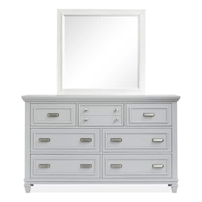 Magnussen Home Charleston Harbor Gray Drawer Dresser With White Dove Landscape Mirror