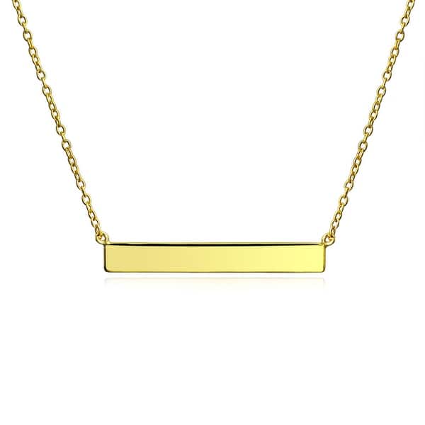 slide 12 of 14, Sideway Bar Necklace Silver, Rose Gold Plated 925 Sterling Silver Gold-Tone