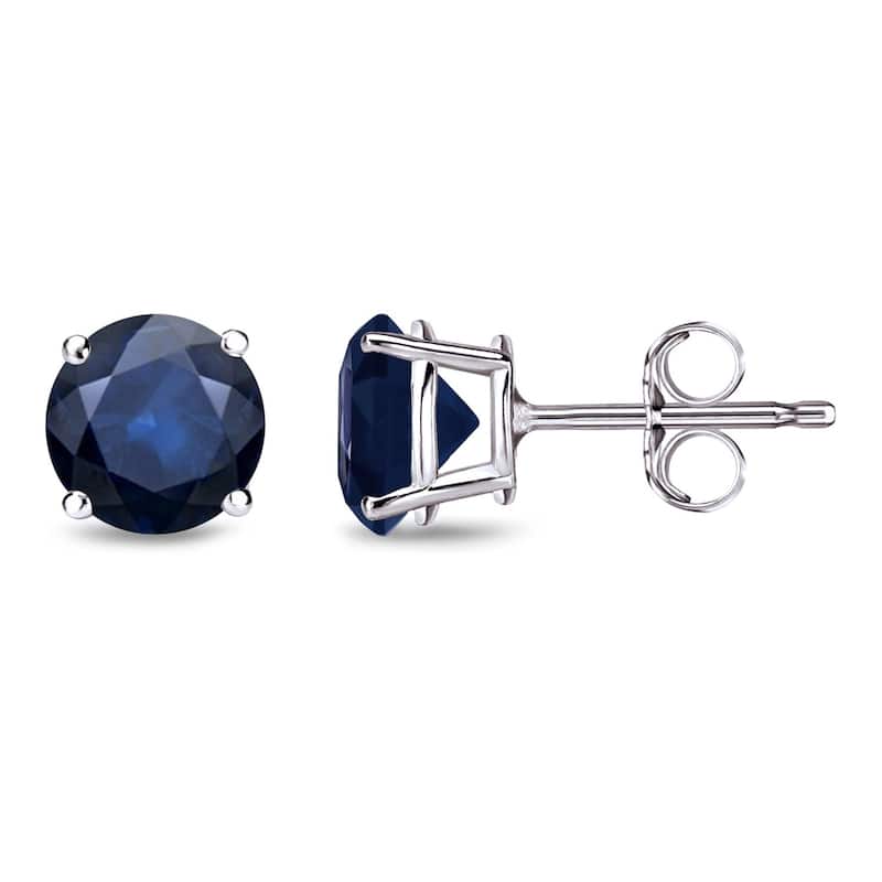 Auriya 14k Gold Round Sapphire Stud Earrings 1 1/2ctw - White