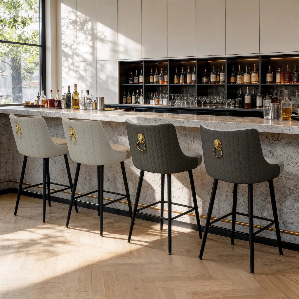 Bar Stools for Kitchen Counter Height Leather 360° Swivel Footrest
