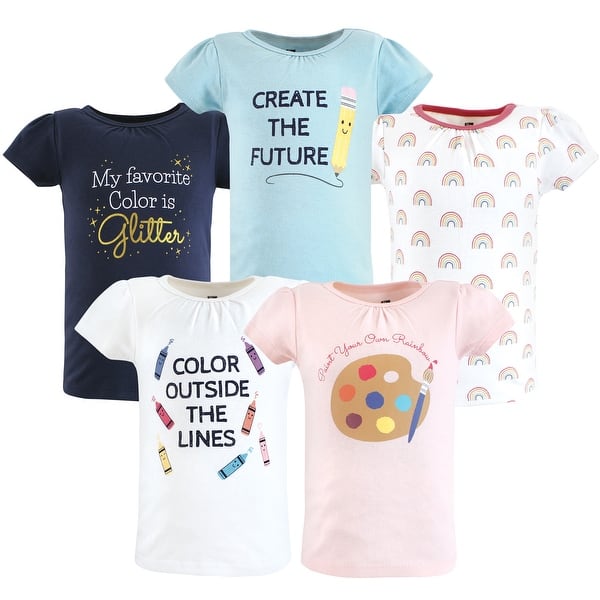 slide 1 of 1, Hudson Baby Infant Girl Short Sleeve T-Shirts, Creativity 12-18 Months - Creativity