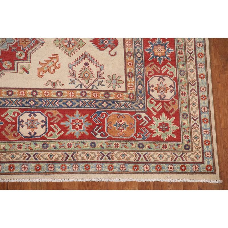 Geometric Kazak Oriental Area Rug Hand-Knotted Traditional Wool Carpet - 8'5"x 11'4"