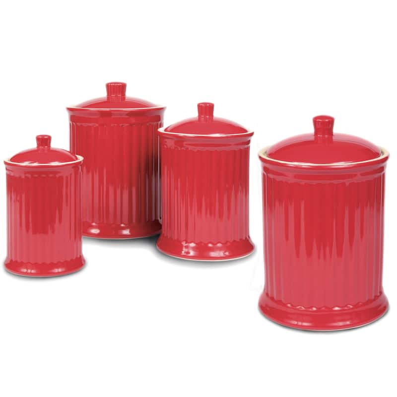 Omniware Simsbury 4 Piece Canister Set - 7" D x 12" H - Red