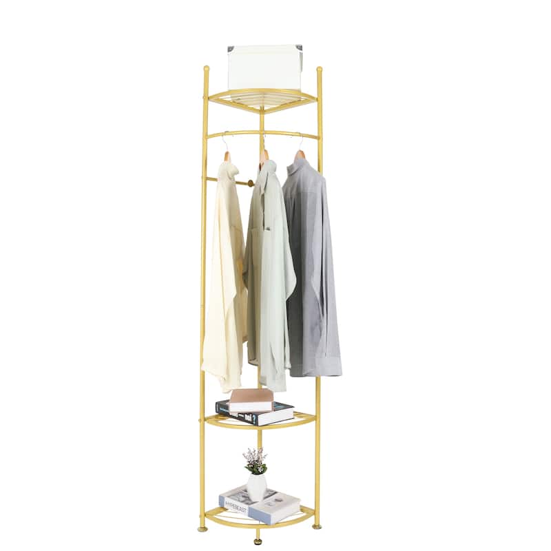 Metal Corner Floor Shelf Entryway Coat Rack Storage Display Rack - 18"x69"