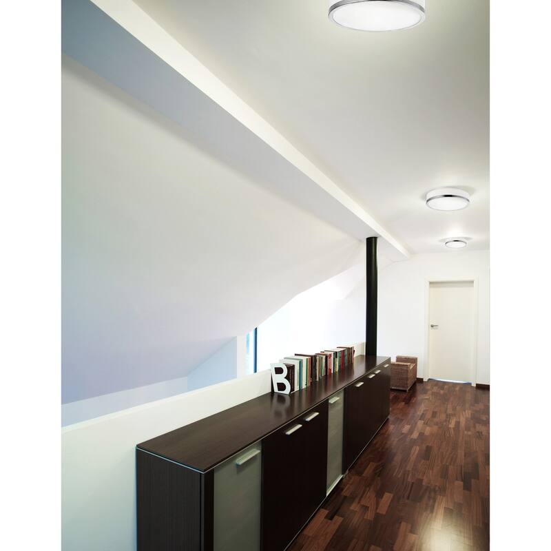 Frosted 2 Light Drum Shade Flush Mount With Satin Nickel Finish - Satin Nickel