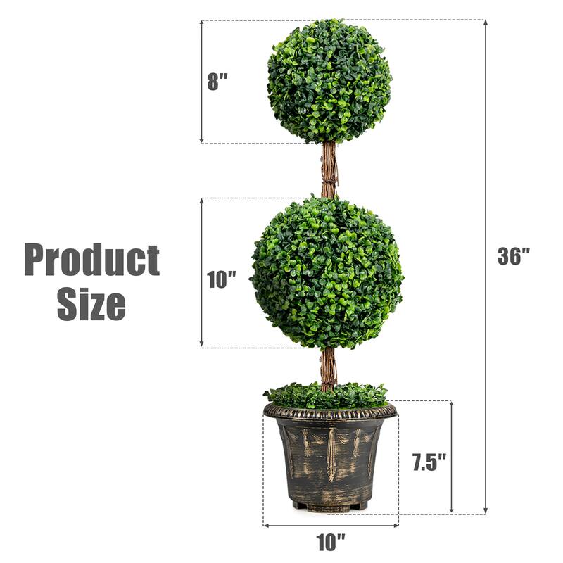 Costway 36'' Artificial Topiary Double Ball Tree Indoor Outdoor UV - See Details