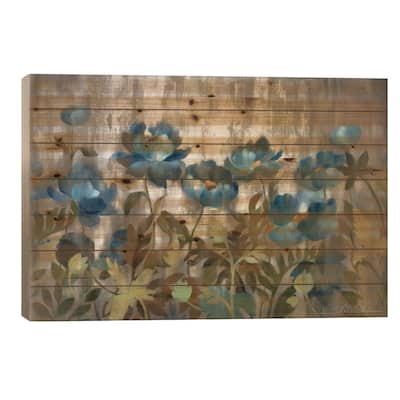 Silver and Sapphire Print On Wood by Silvia Vassileva - Multi-Color