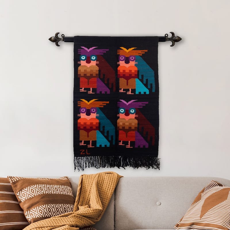 Novica Handmade Owl Night Wool And Cotton Blend Tapestry