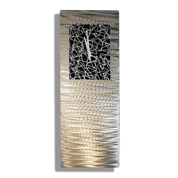 Statements2000 Silver Black Wall Clock Modern Abstract Art By Jon Allen Atomic Radiance 24 X 9 Overstock 30600686
