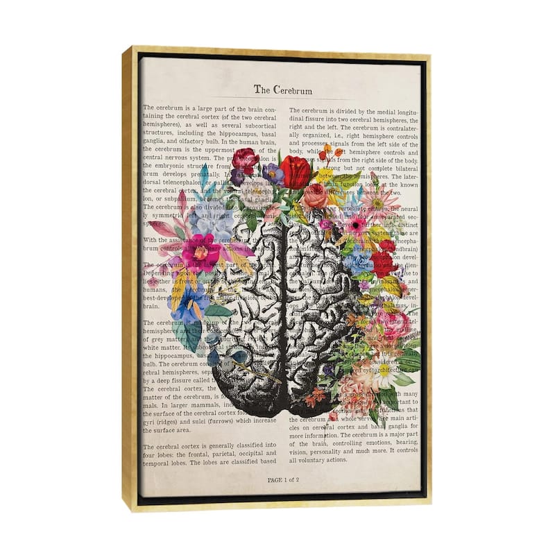 iCanvas "The Cerebrum" by Aged Pixel Framed Canvas Print - Gold - 40x26