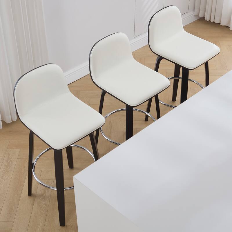 Faux Leather Upholstered Swivel Counter/ Bar Stools with Wood Frame