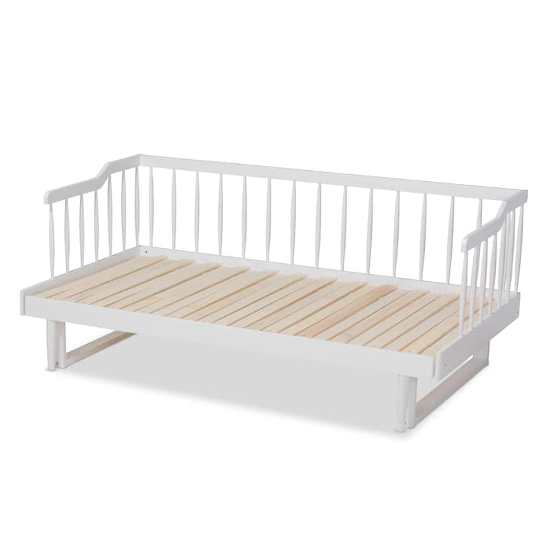 Muriel Modern and Transitional Expandable Twin to King Spindle Daybed