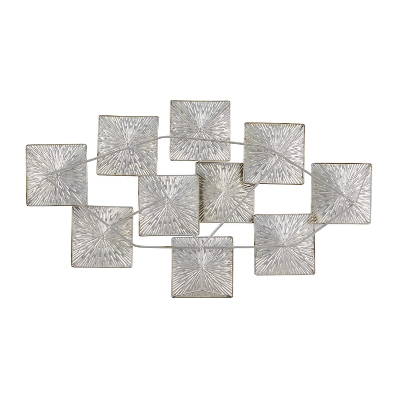 Metal Sunburst Carved Overlapping Square Wall Decor - Gold - Roche River Decor