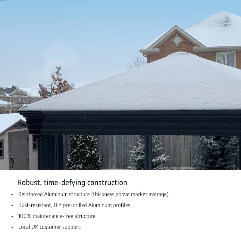Dallas 14 ft.Gray/Gray Opaque Outdoor Gazebo with Insulating and Sleek Roof Design