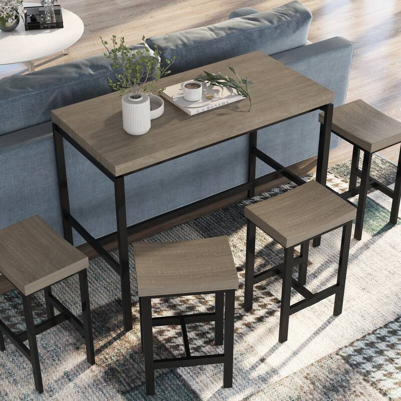 Feri Transitional Black Metal 5-Piece Counter Height Dining Set by Furniture of America