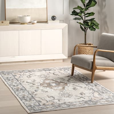 Nuloom Adair SpinClean Traditional Floral Machine Washable Area Rug