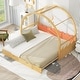 preview thumbnail 3 of 22, Twin Size Stretchable Vaulted Roof Bed, Children's Pine Wood Bed Frame with Three-Sided Guardrail, No Noise/Easy Assembly