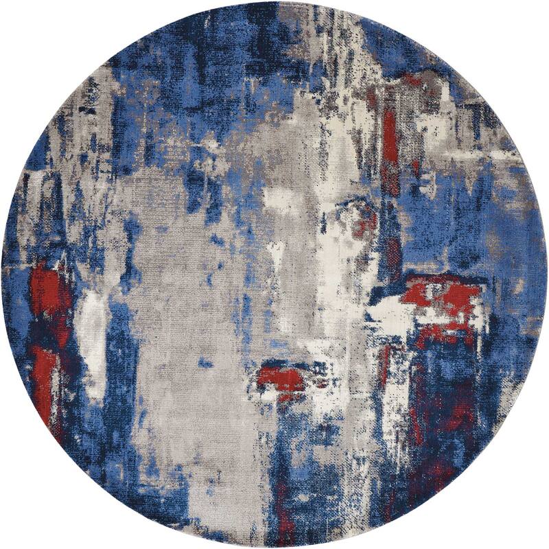 Nourison Twilight Area Rug - 8' Round - Grey/Blue - Rectangle