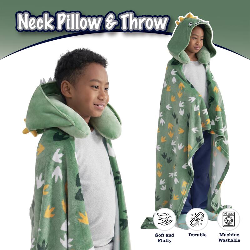 3D Animal Neck Pillow and Throw Set for Kids