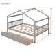 preview thumbnail 10 of 19, Full Size Wooden House Bed with Drawers Storage Bed for Kids, Teens, Girls, Boys Upholstered Platform Bed Easy Assembly