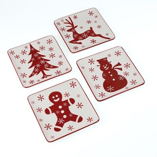 Euro Ceramica Winterfest 4 Piece 8" Dessert / Salad Plates Set