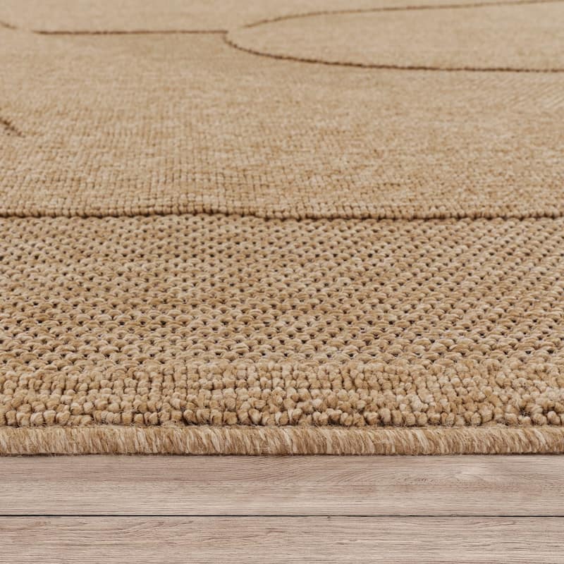 Abstract Indoor- & Outdoor Rug with Modern Geometric Pattern in Beige