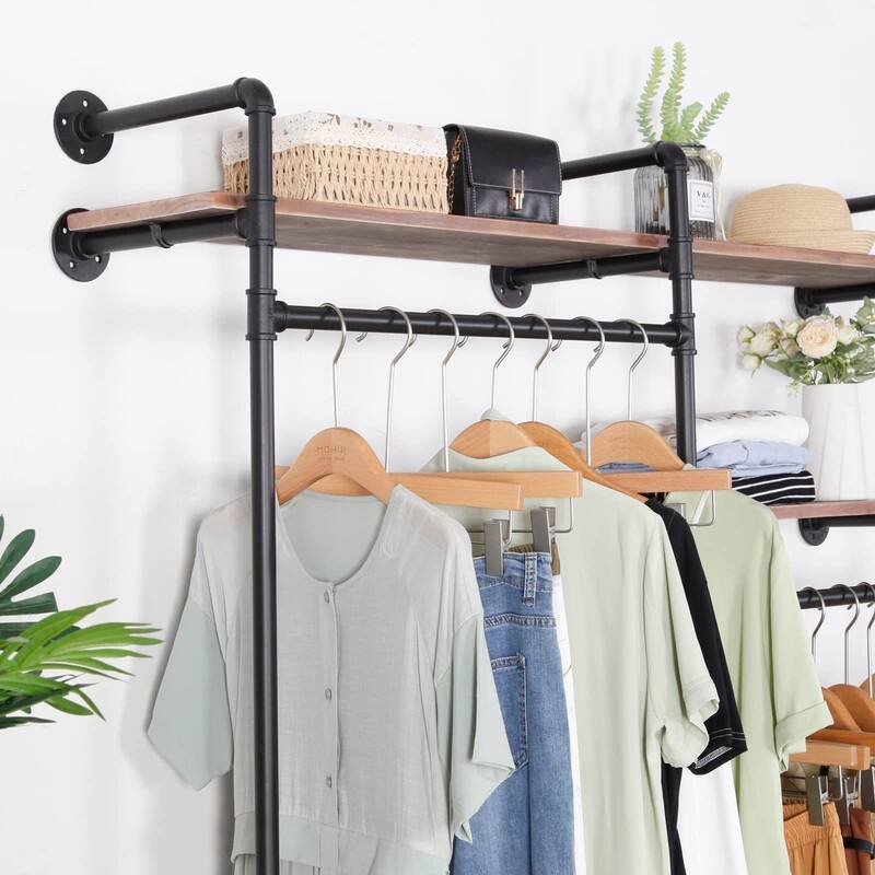 Industrial Pipe Clothing Rack - 11.4"D x 59"W x 79.5"H