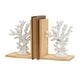 preview thumbnail 5 of 4, White Resin Textured Coral Decorative Bookends with Brown L-Shaped Stands (Set of 2)