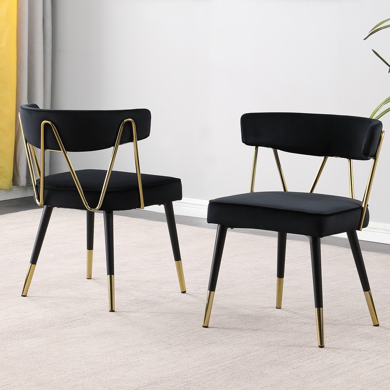 Best Master Furniture Meyer Velvet Side Chair with Gold Accents