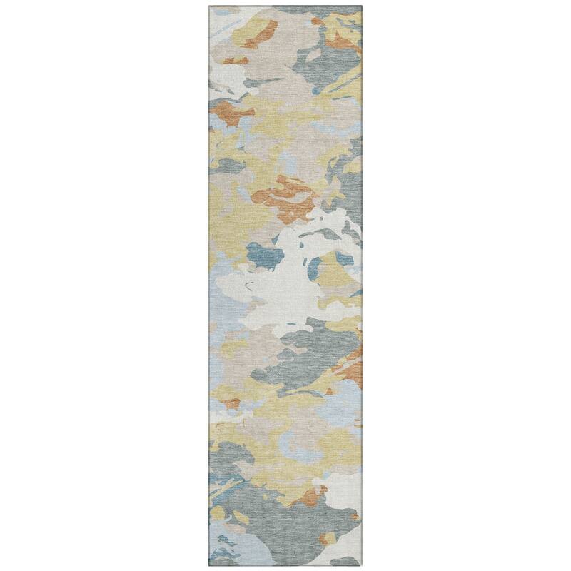 Machine Washable Indoor/ Outdoor Abstract Mexi Chantille Rug