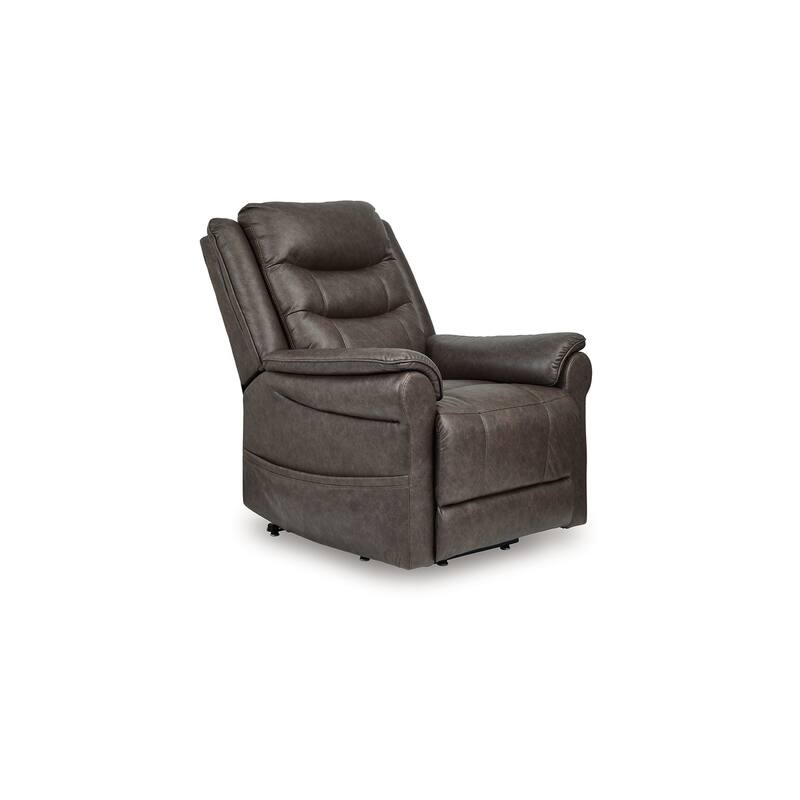 Otim Power Lift Recliner Chair, 35in Heat Massage, Brown Faux Leather