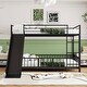 preview thumbnail 2 of 18, Black Full over Full Size Metal Bunk Bed with Slide & Guardrails