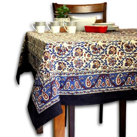 Rustic Soft Paisley Floral Block Print Cotton Tablecloth Collection