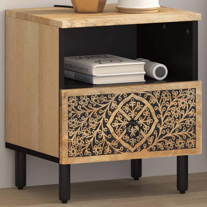 vidaXL Bedside Cabinet 15.7"x13"x18.1" Solid Wood Mango - 15.7" x 13" x 18.1"