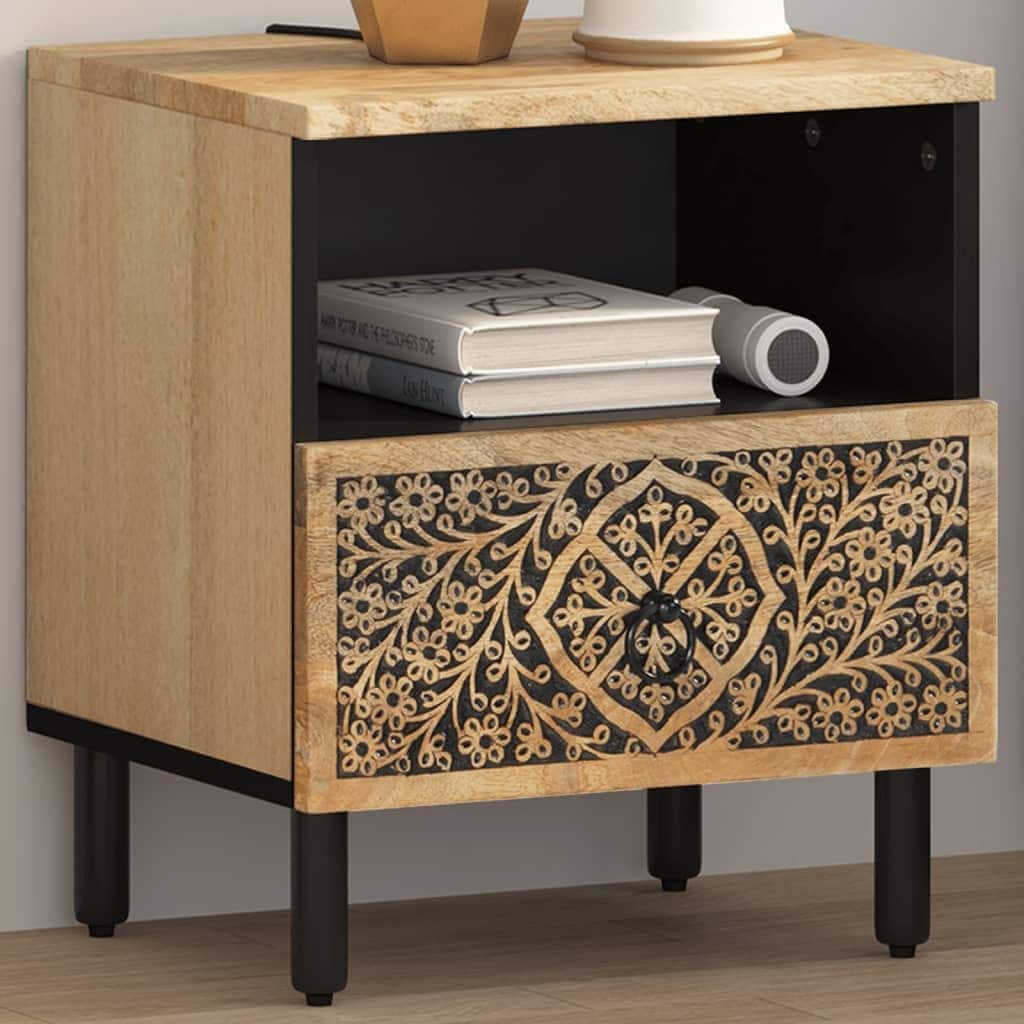 vidaXL Bedside Cabinet 15.7"x13"x18.1" Solid Wood Mango - 15.7" x 13" x 18.1"