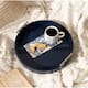 Kate and Laurel Lipton Round Decorative Tray with Metal Handles