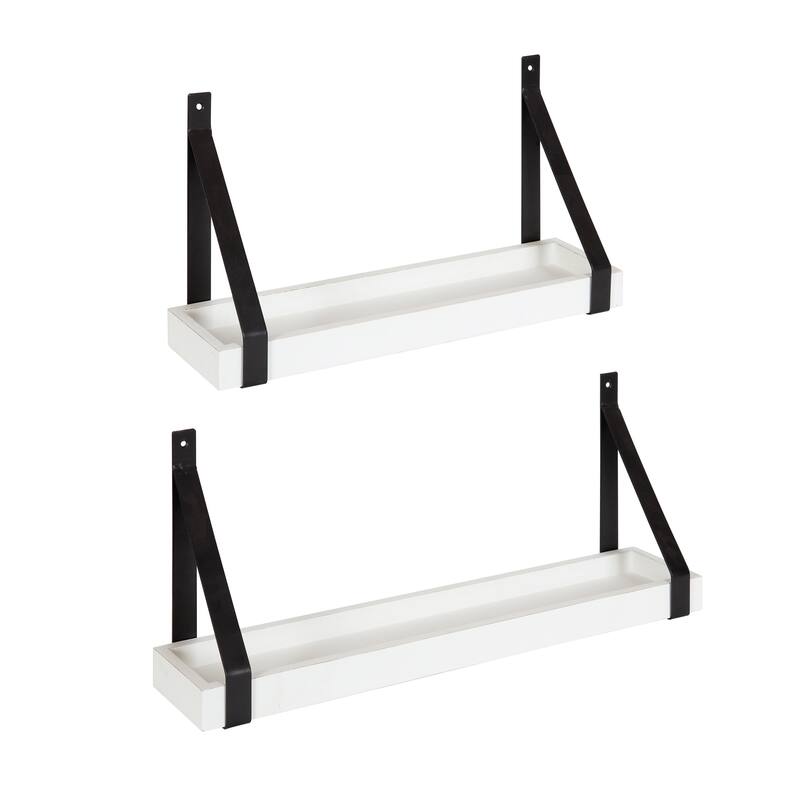 Kate and Laurel Sudbury Wood and Metal Wall Shelf Set - 2 Piece - White
