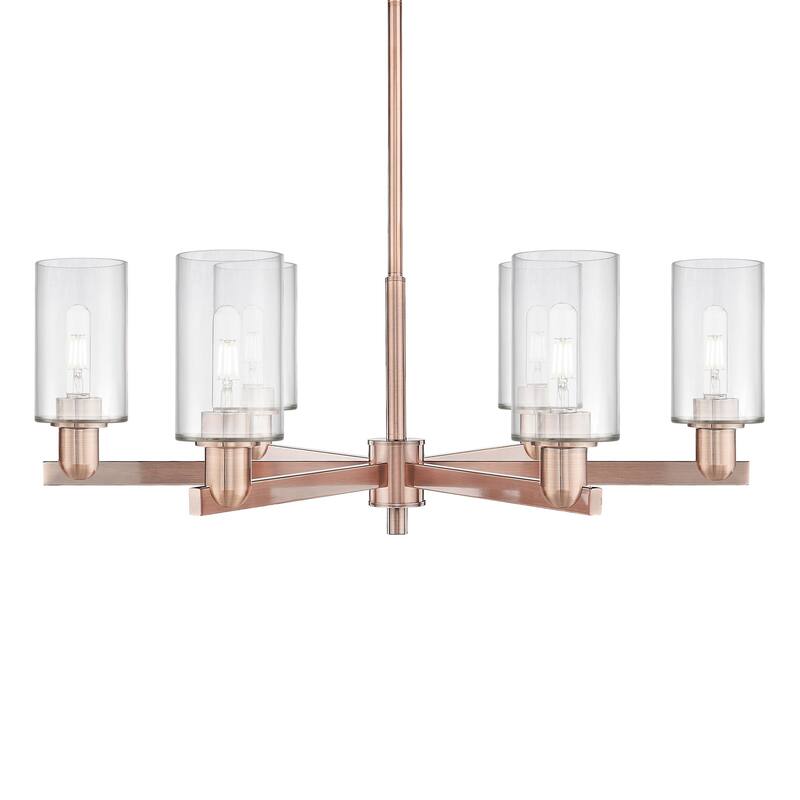 Innovations Lighting 716-6CR-11-34 Clymer Chandelier Clymer 6 Light - Antique Copper / Clear