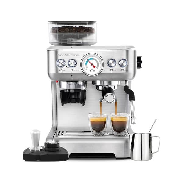 slide 9 of 9, Casabrews 5700Gense All-in-One Espresso Machine with Grinding Memory Function Silver