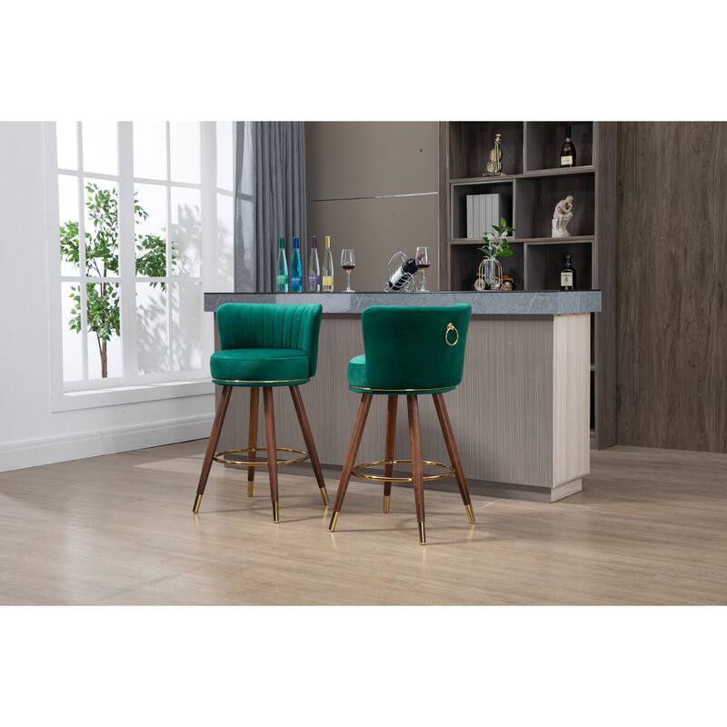 Counter Height Bar Stools Set of 2 for Kitchen Counter Solid Wood Legs