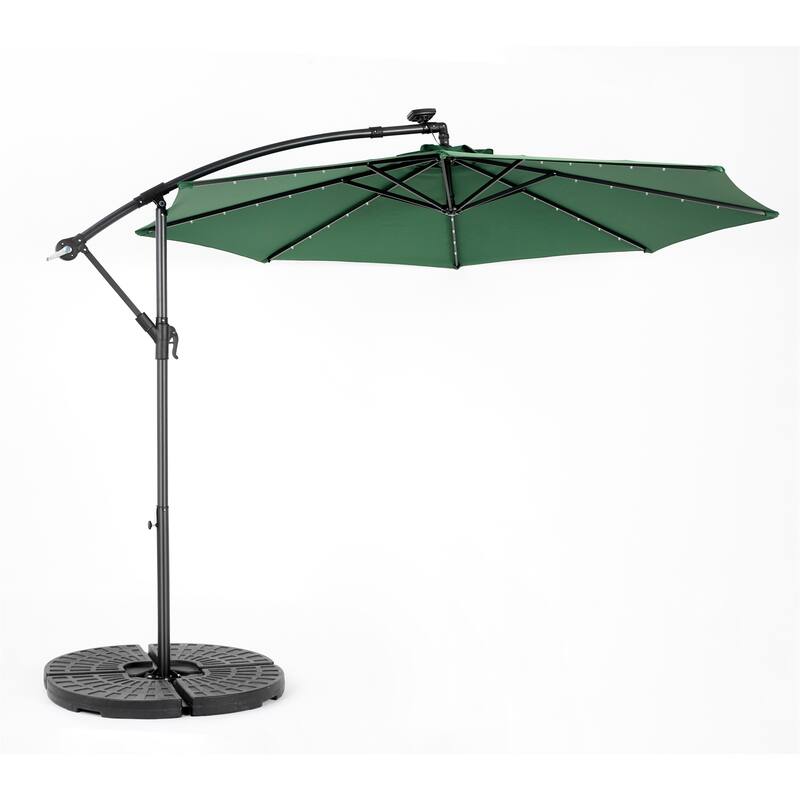 10ft LED Light Hanging Patio Umbrella w/ Adjustable Dual-Handle System