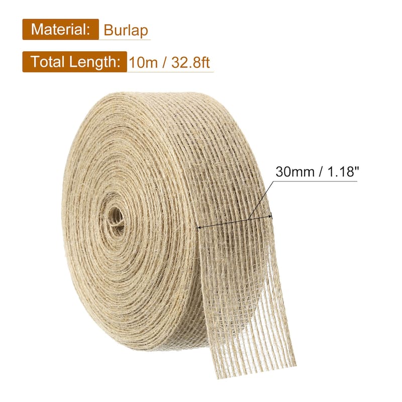 1 Roll Natural Burlap Fabric Ribbon Burlap Wired Ribbon Rustic Ribbon - Natural Color - 1-1/4 Inch