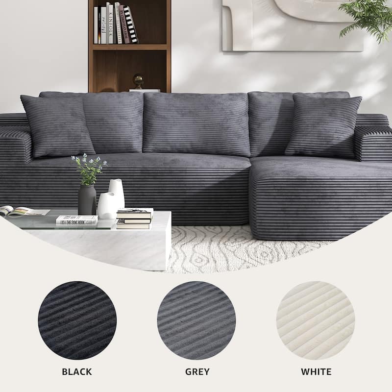 Corduroy L-Shaped Sofa Modular Movable Applicable Living Room Furniture Sets