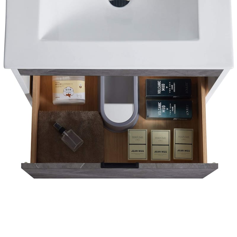Fine Fixtures - Wall Mount Bathroom Vanity And Sink, Knob Free Design - Alpine Collection -