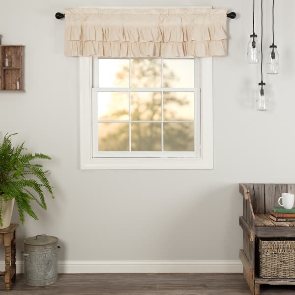 slide 1 of 16, Simple Life Flax Ruffled Valance 16x60 - Natural Creme
