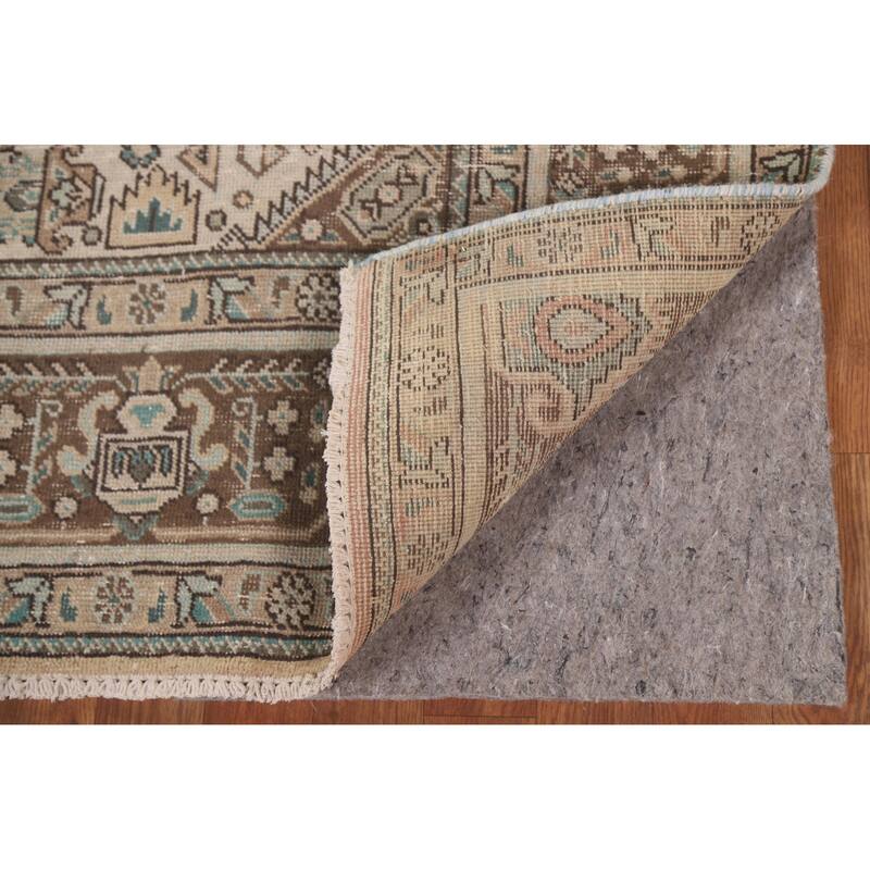 Hand Knotted Oriental 100% Wool Carpet Traditional Medallion Beige & Ivories Tabriz Area Rug - 9' 6'' X 6' 5''