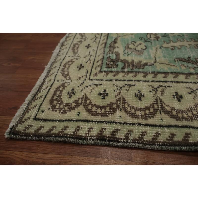 Hand Knotted Oriental 100% Wool Carpet Transitional Floral Green Anatolian Area Rug - 7' 9'' X 4' 10''