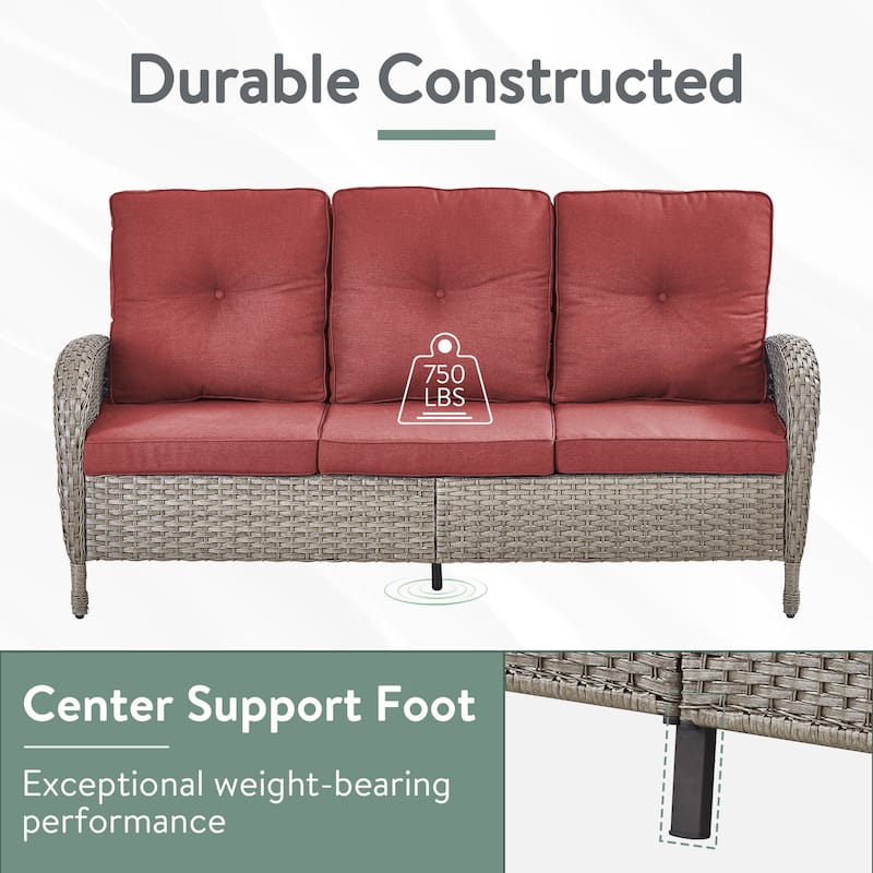 Pocassy Patio Outdoor Sofa Swivel Chairs with Ottman Table Set